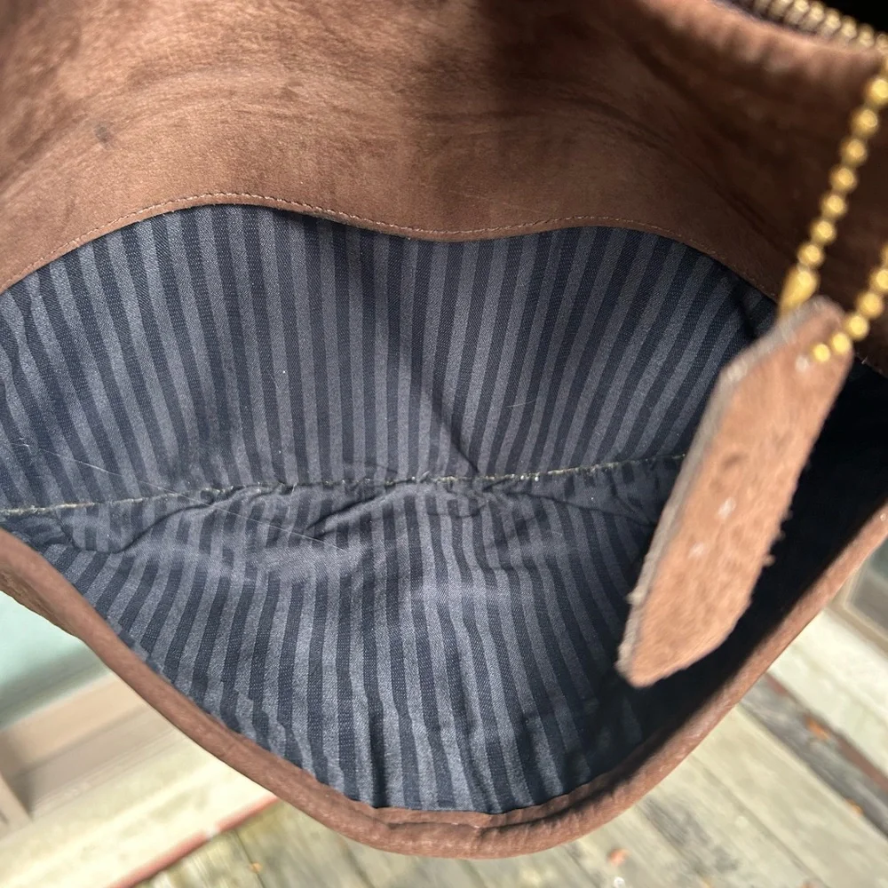 Vintage couch nubuck ergo 4395 mahogany brown leather shoulder hobo bag retro - Picture 13 of 16